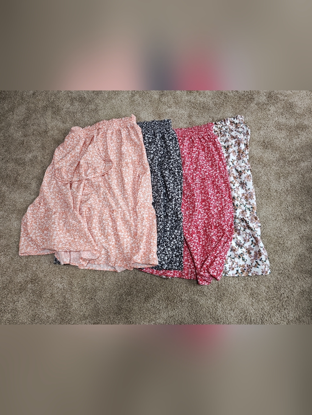 SHEIN Red Floral A-Line Skirt